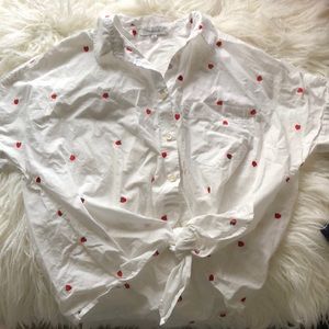 XS Madewell shirt with embroidered strawberries